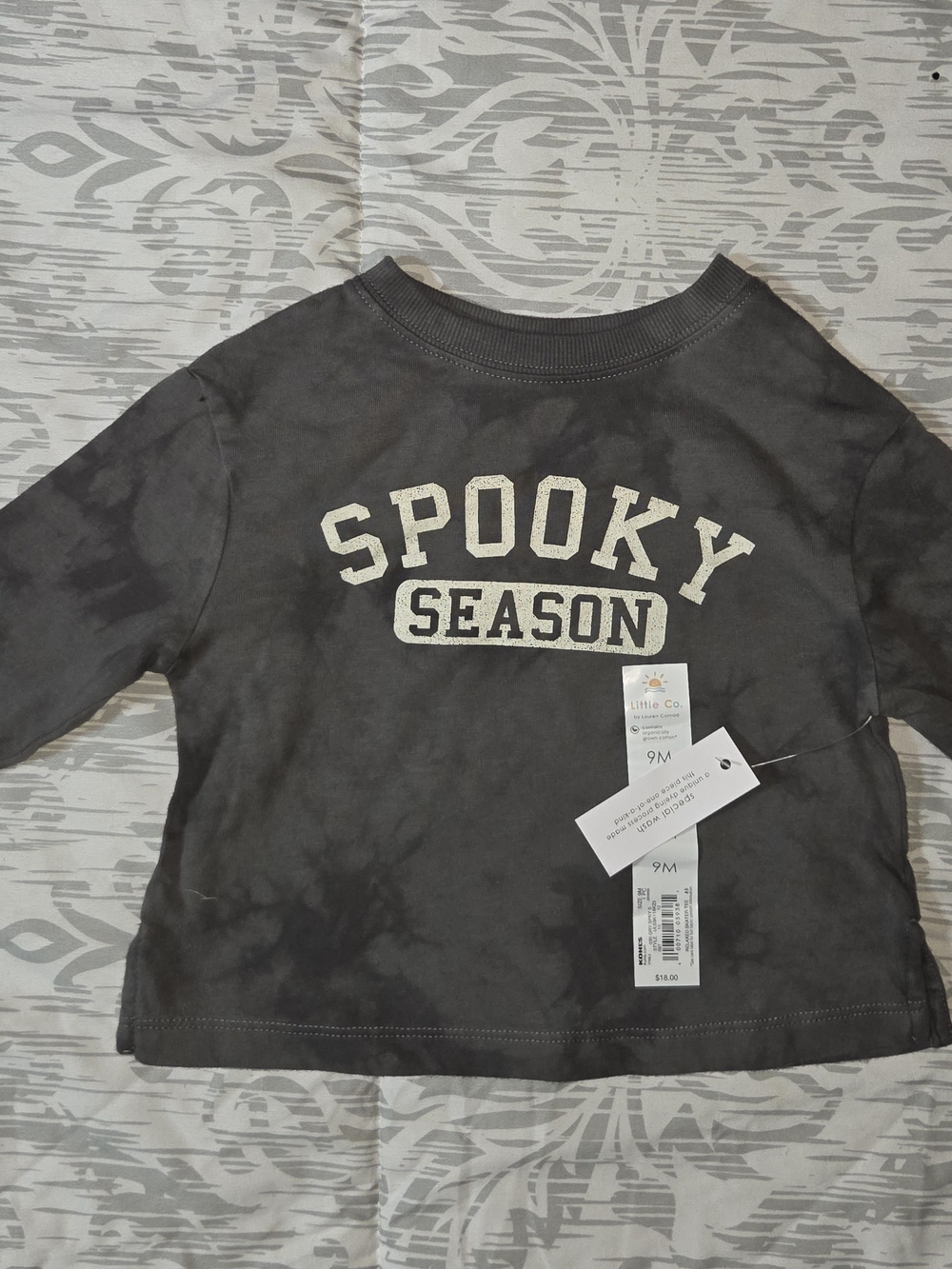 New Little Co. Organic Cotton Spooky Season Halloween Long Sleeve Graphic Tee 9M